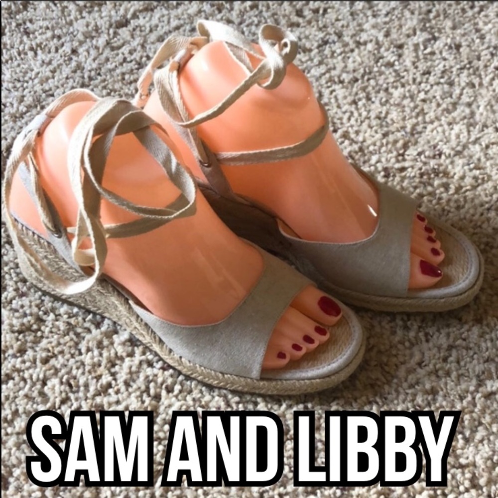 Sam And Libby Tan Wedges Women Size 7 1/2